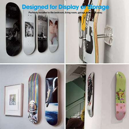 2 Packs Skateboard Wall Mount Skateboard hanger for Skateboard Deck Display